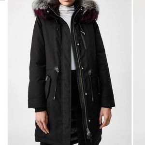 NWOT Mackage Rena Leather Trimmed Down Parka With Fur Hood